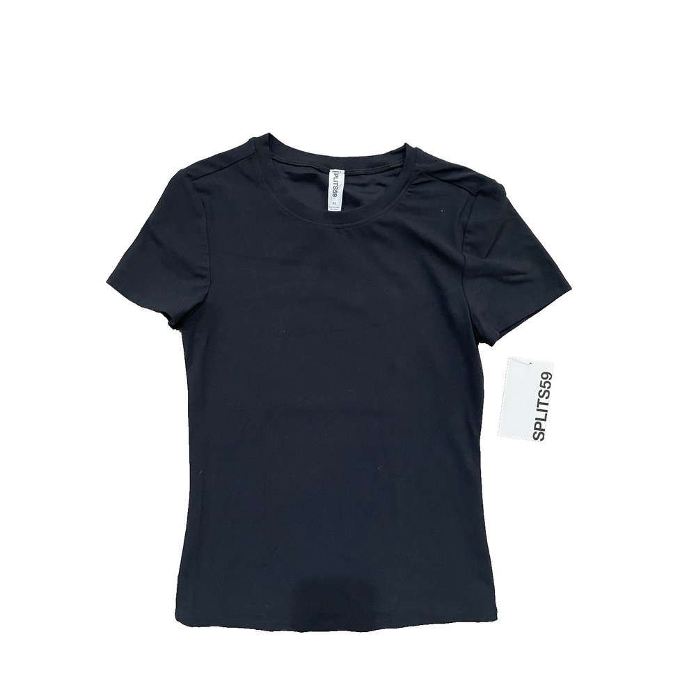 NWT Splits59 Airweight Short Sleeve Waist Length‎ Top Black Size XS Women's New